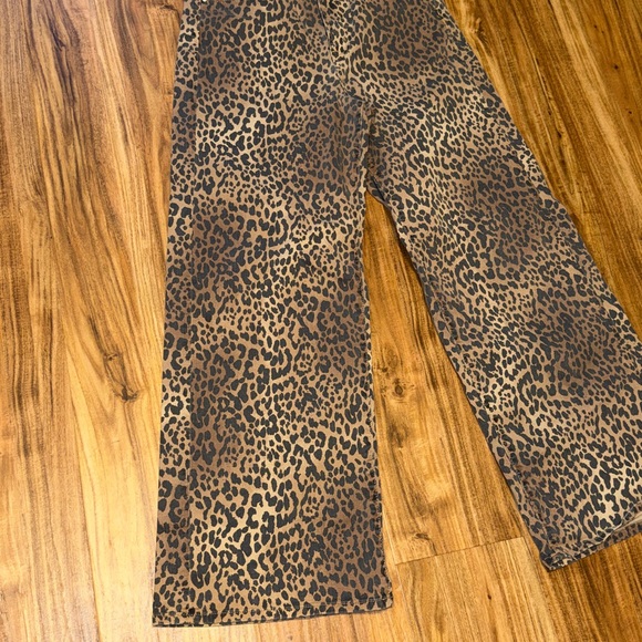 GAP women jeans 10 30 Leopard cheetah High Rise Wide Leg tan black washed muted - Picture 3 of 8